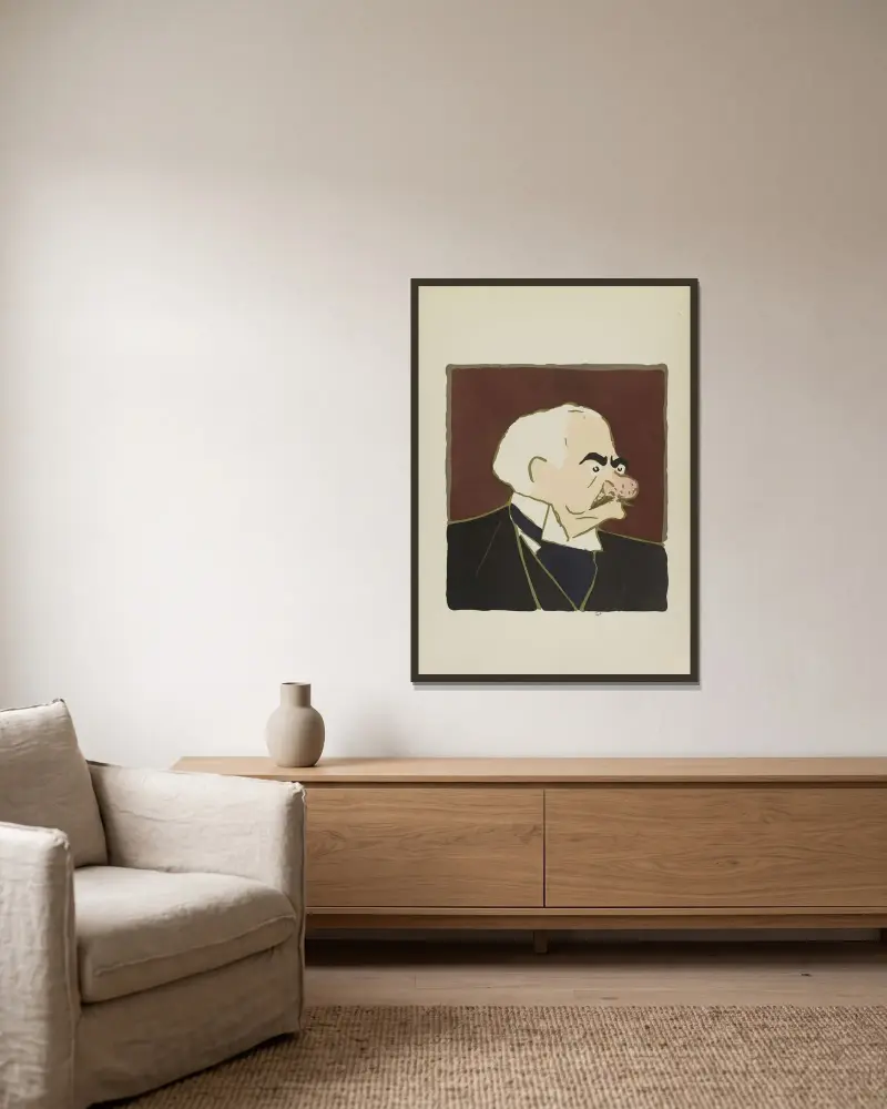 Pierpont-Morgan av Georges Goursat (Sem) inramad på en vägg