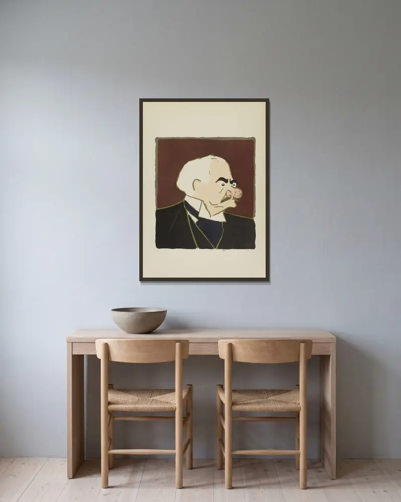 Pierpont-Morgan av Georges Goursat (Sem) inramad på en vägg
