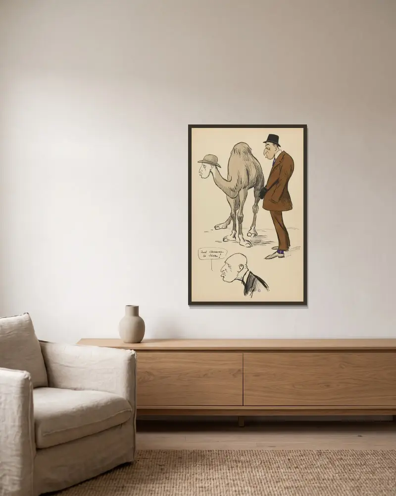 Was für ein Kamel, dieser Sem von Georges Goursat (Sem) gerahmt an einer Wand