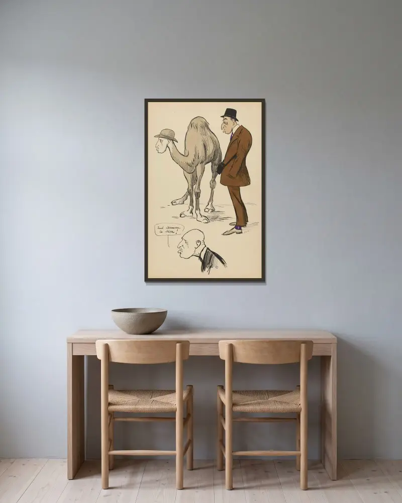 Was für ein Kamel, dieser Sem von Georges Goursat (Sem) gerahmt an einer Wand