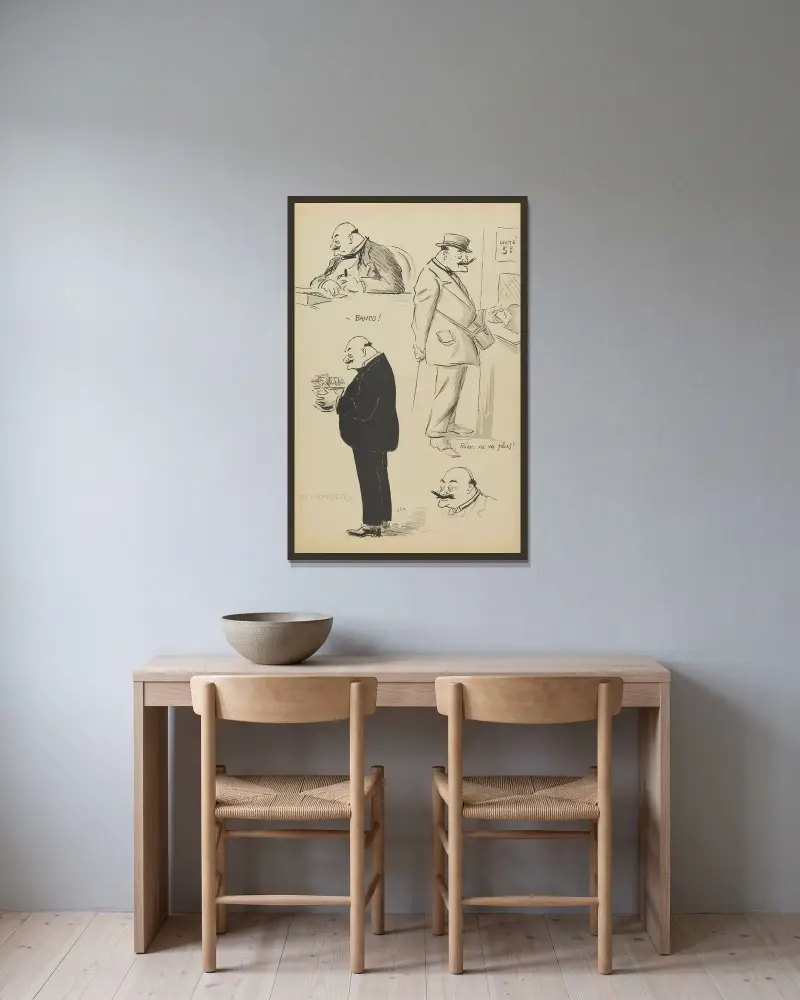 Remember von Georges Goursat (Sem) gerahmt an einer Wand