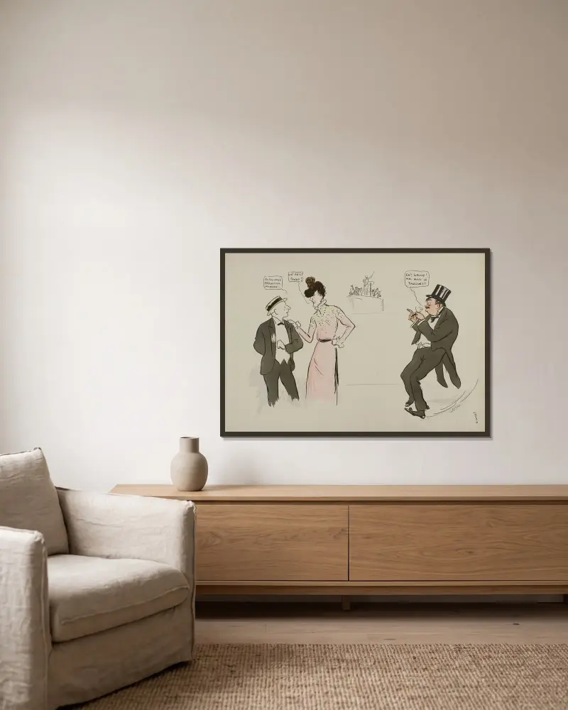Un petit Tango ! Louise Balty, Fordyce, Maurice Bertrand av Georges Goursat (Sem) inramad på en vägg