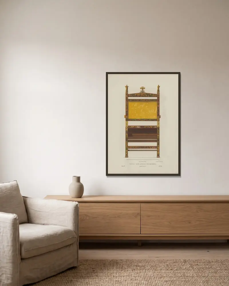 Tsar Aleksei Mikhailovich’s throne av Fedor Grigoryevich Solntsev inramad på en vägg