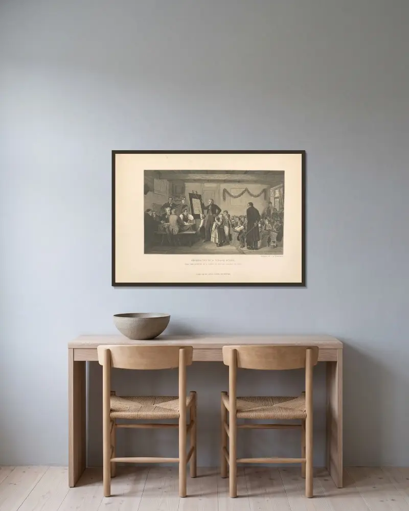 A. Anker – Untersuchung einer Dorfschule von Theodor Gsell Fels gerahmt an einer Wand
