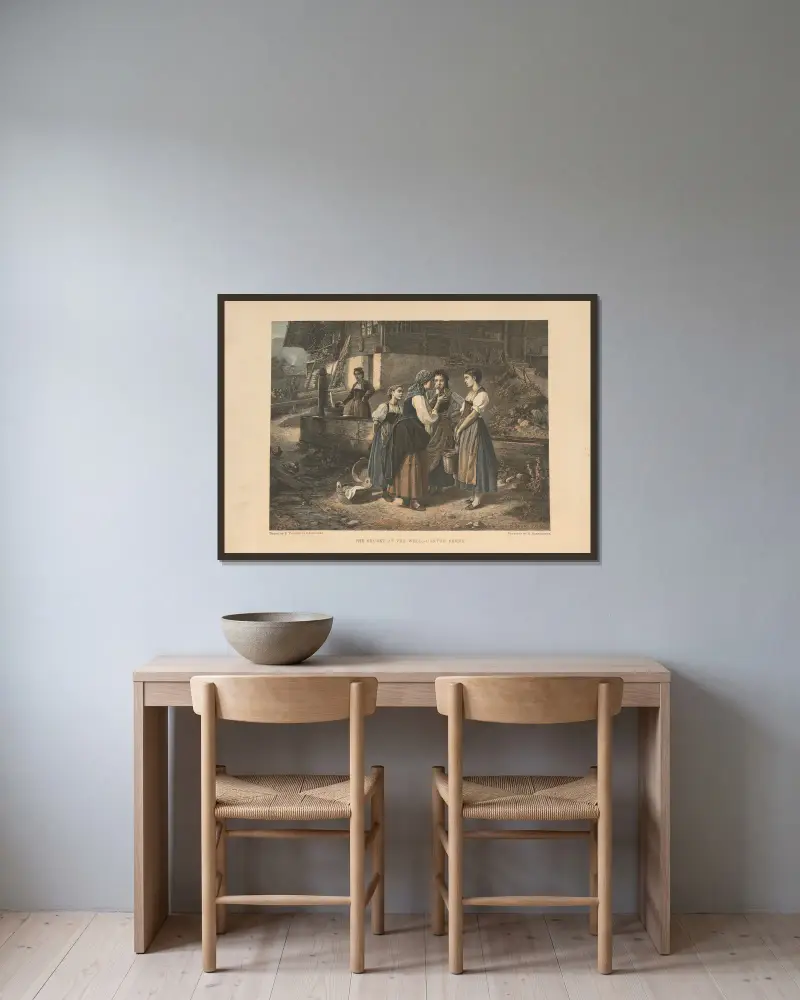 Hemligheten vid brunnen av Theodor Gsell Fels inramad på en vägg