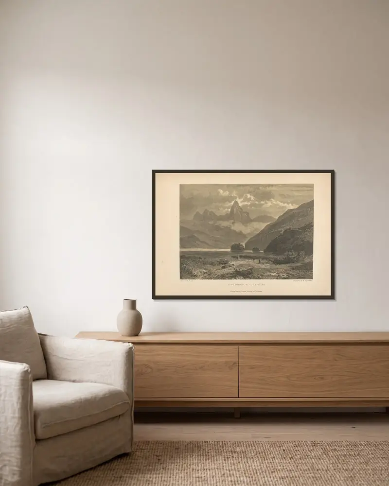 G. Closs – Der Lowerzersee und der Mythos von Theodor Gsell Fels gerahmt an einer Wand