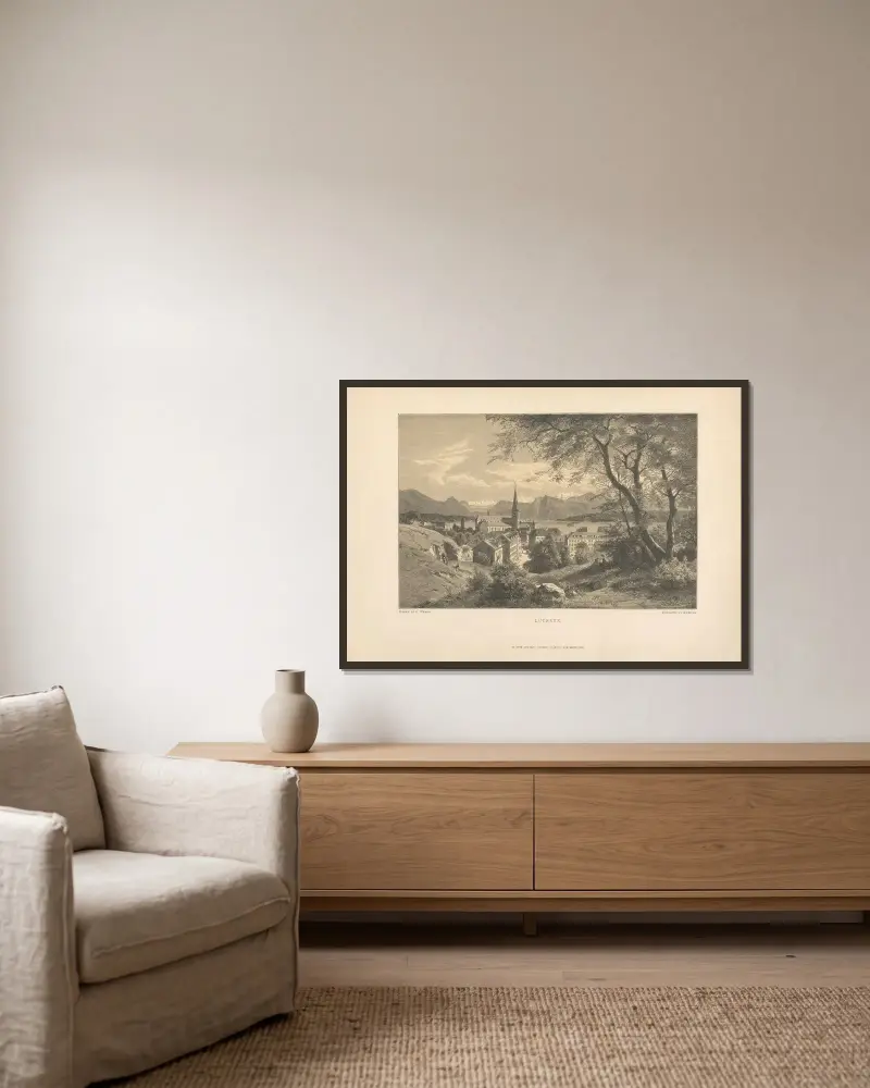P. Weber – Luzern von Theodor Gsell Fels gerahmt an einer Wand