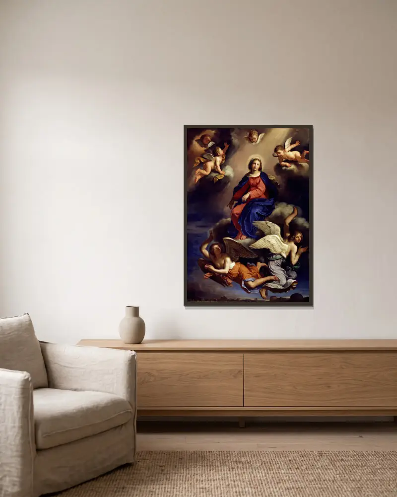 Assumption Of The Virgin av Guercino inramad på en vägg