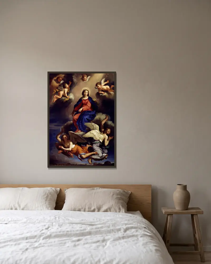 Assumption Of The Virgin av Guercino inramad på en vägg