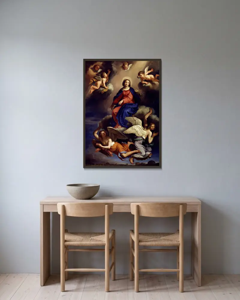 Assumption Of The Virgin av Guercino inramad på en vägg