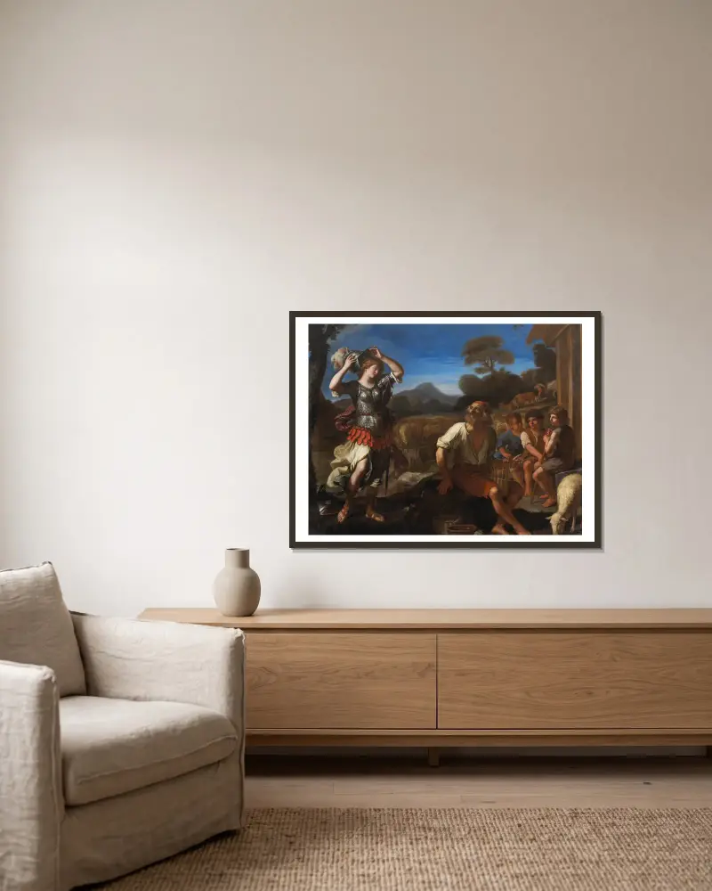 Erminia i pasterze, Guercino w ramie na ścianie