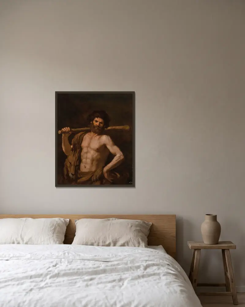 Hercules av Guercino inramad på en vägg
