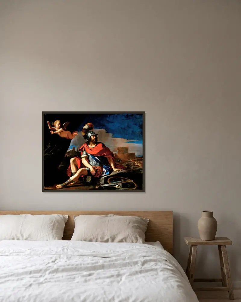 Mars med Amor av Guercino inramad på en vägg