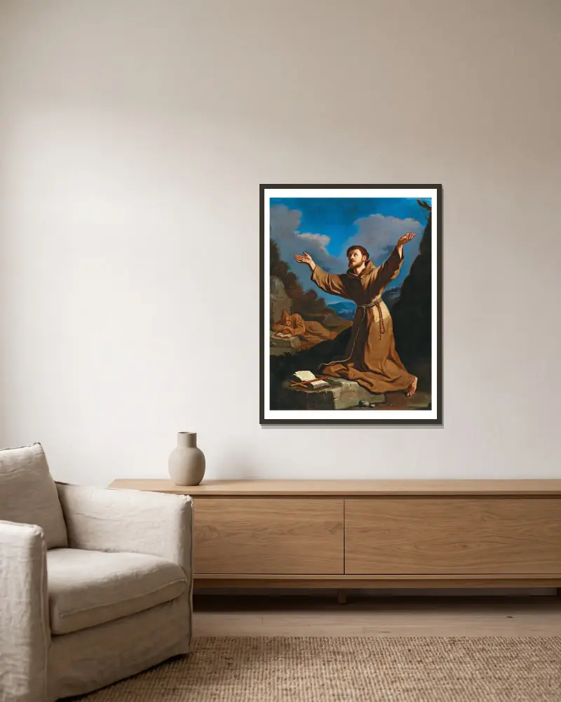 Święty Franciszek otrzymujący stygmaty, Guercino w ramie na ścianie