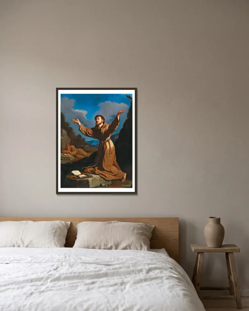 Święty Franciszek otrzymujący stygmaty, Guercino w ramie na ścianie