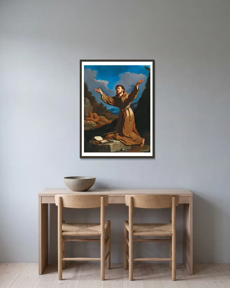 Święty Franciszek otrzymujący stygmaty, Guercino w ramie na ścianie