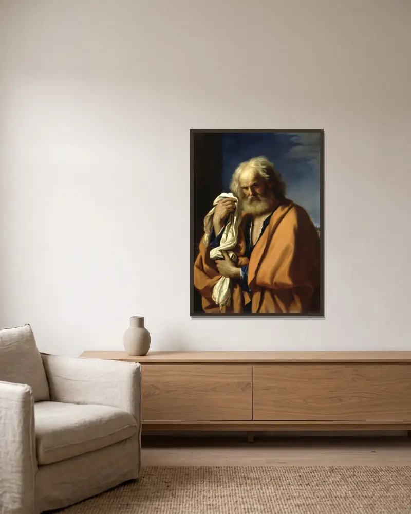 Der büßende Petrus von Guercino gerahmt an einer Wand