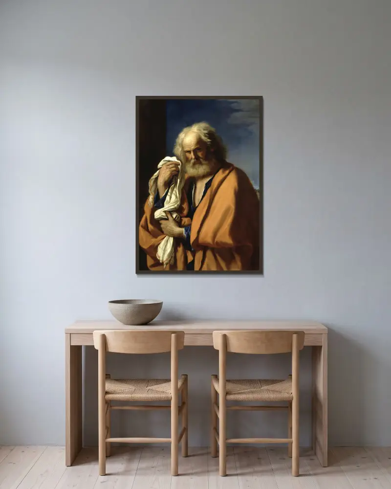 Der büßende Petrus von Guercino gerahmt an einer Wand