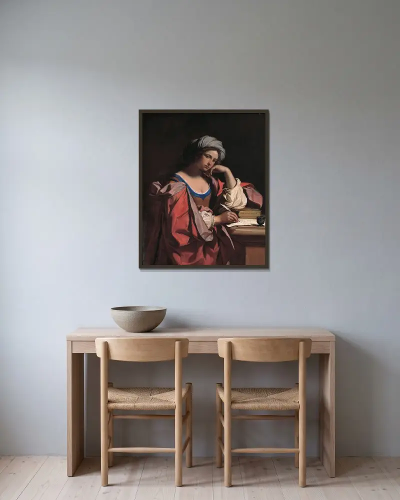 Den persiska sibyllan av Guercino inramad på en vägg