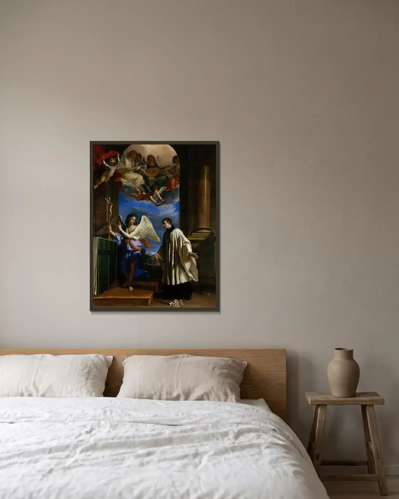 Den helige Aloysius Gonzagas kallelse av Guercino inramad på en vägg