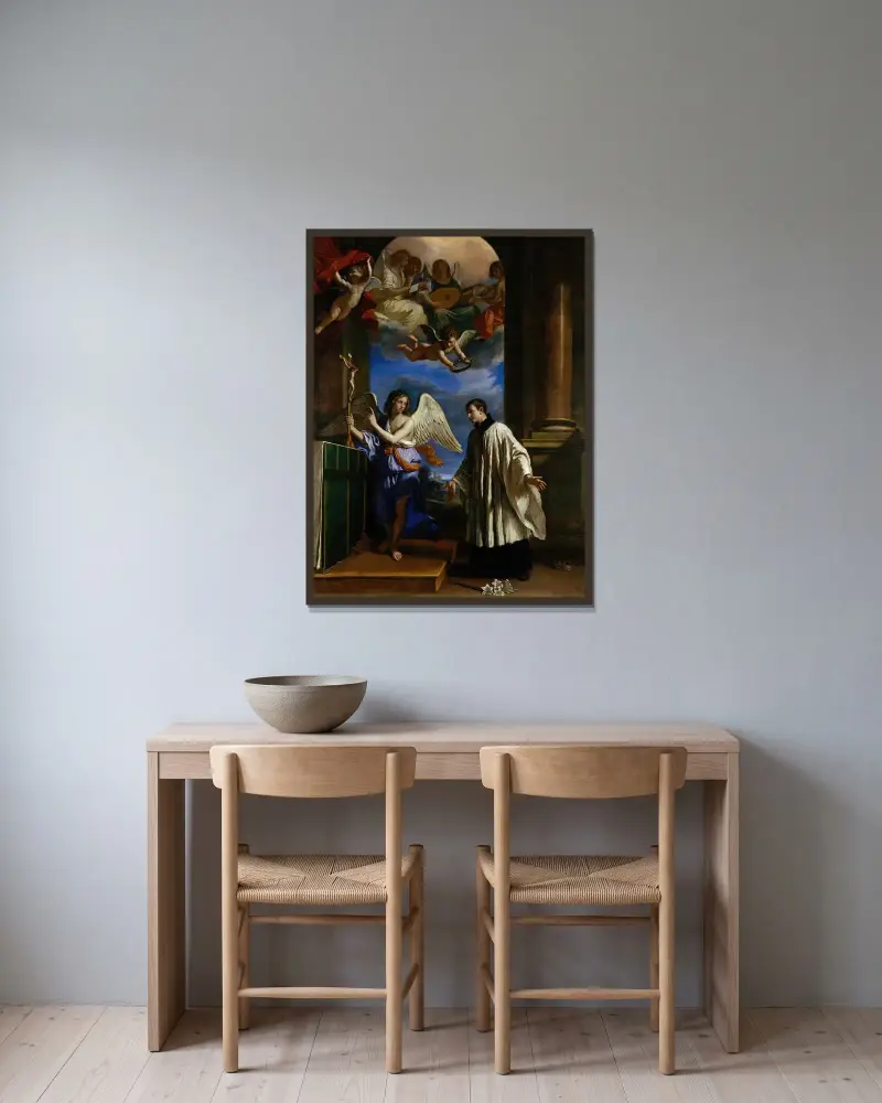 Den helige Aloysius Gonzagas kallelse av Guercino inramad på en vägg