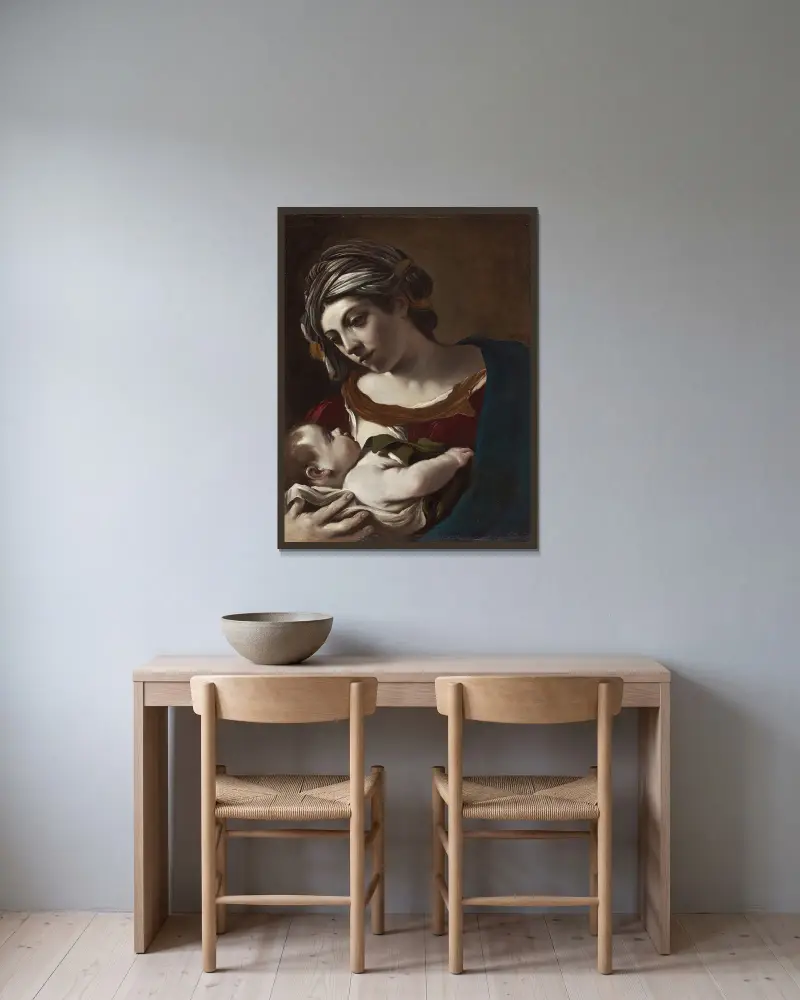 Madonna z Dzieciątkiem, 1621 – nr 2, Guercino w ramie na ścianie