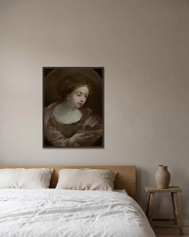 Bust of a Woman Wearing a Turban av Guido Reni inramad på en vägg
