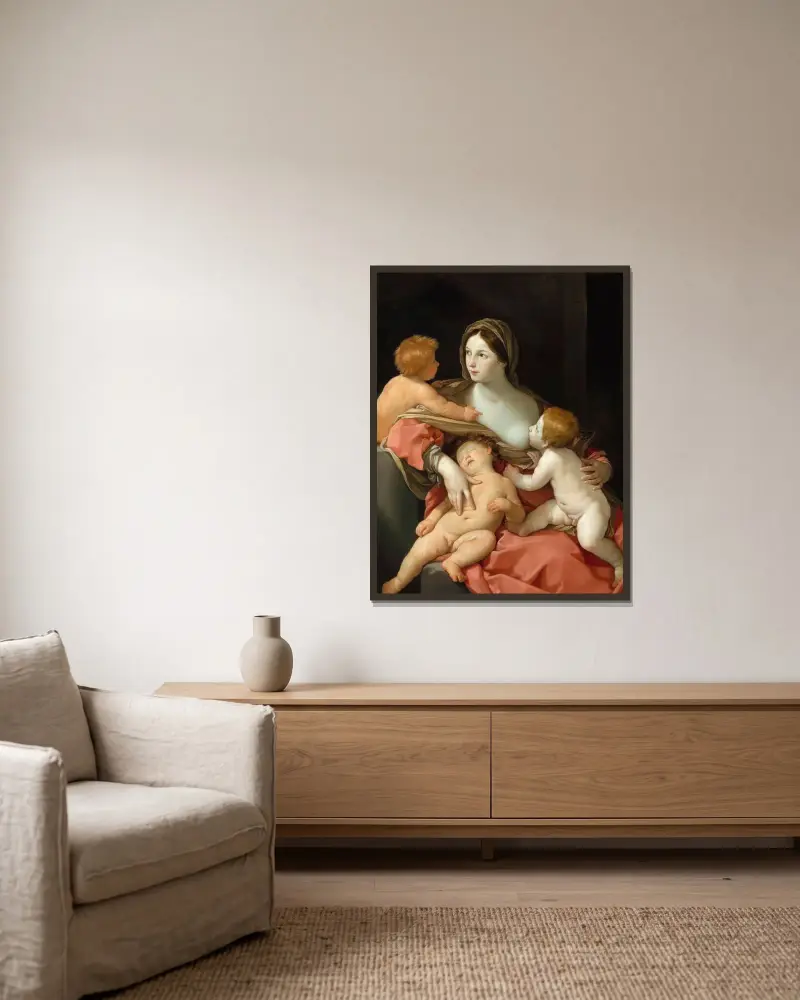Barmhärtigheten av Guido Reni inramad på en vägg