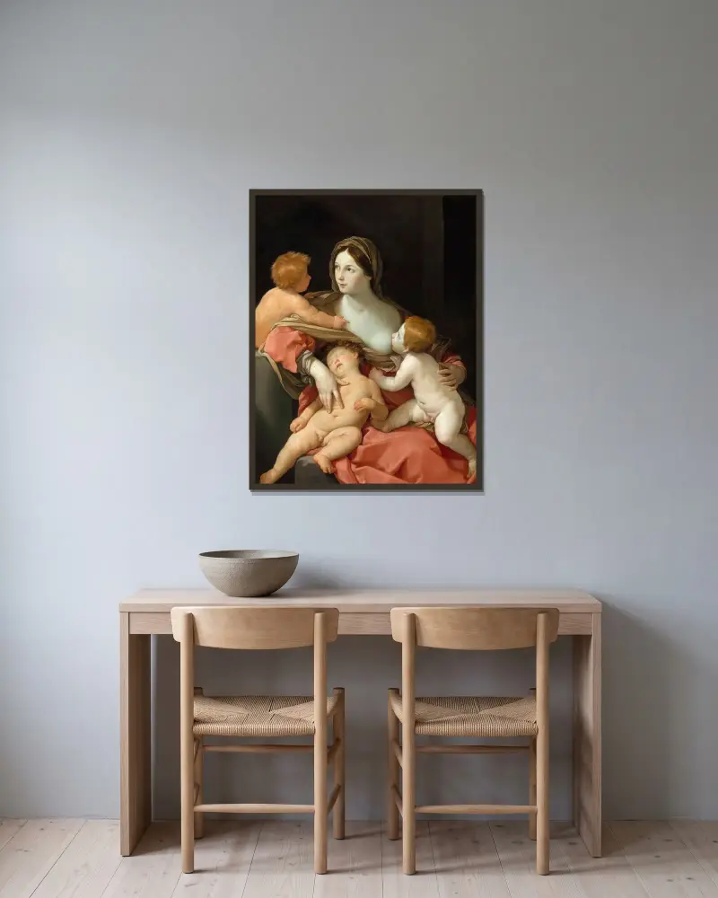 Barmhärtigheten av Guido Reni inramad på en vägg