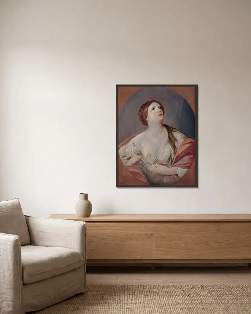 Kleopatra av Guido Reni inramad på en vägg