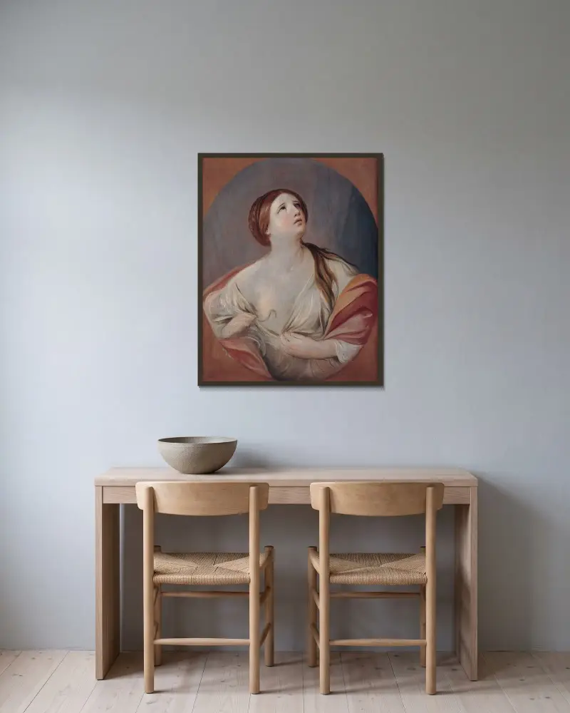 Kleopatra av Guido Reni inramad på en vägg