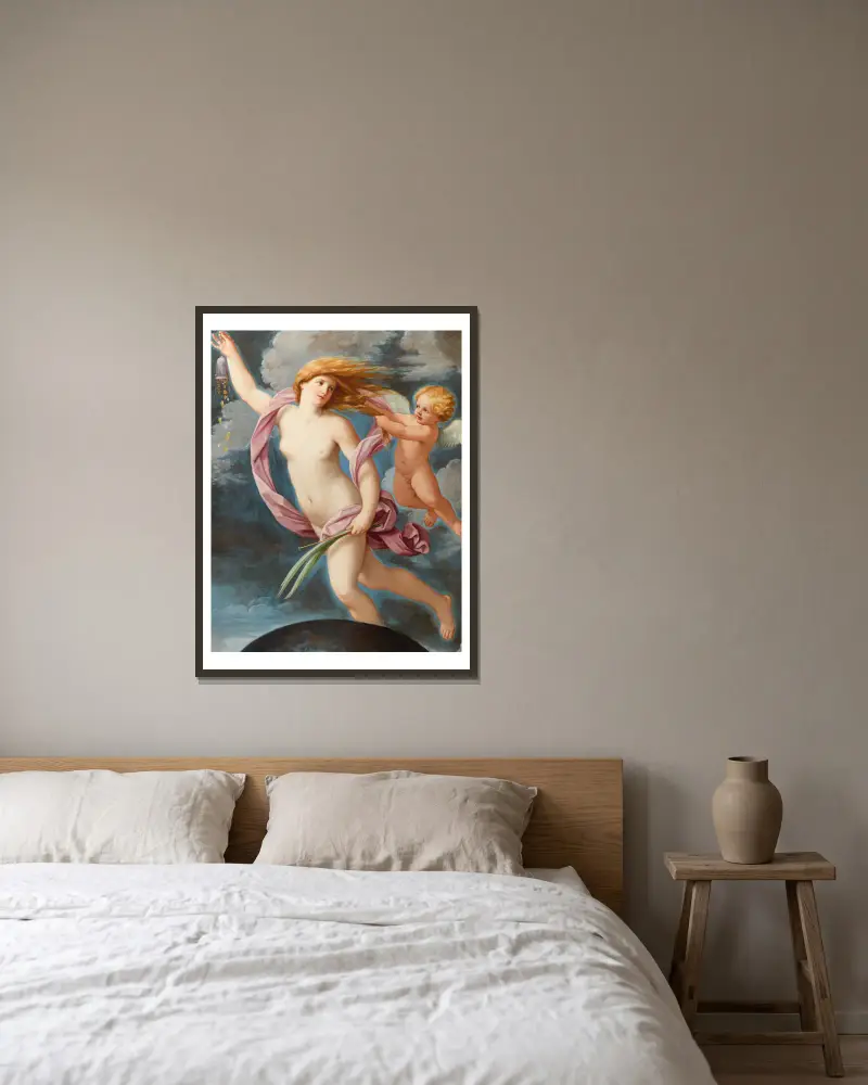 Fortuna with a purse av Guido Reni inramad på en vägg