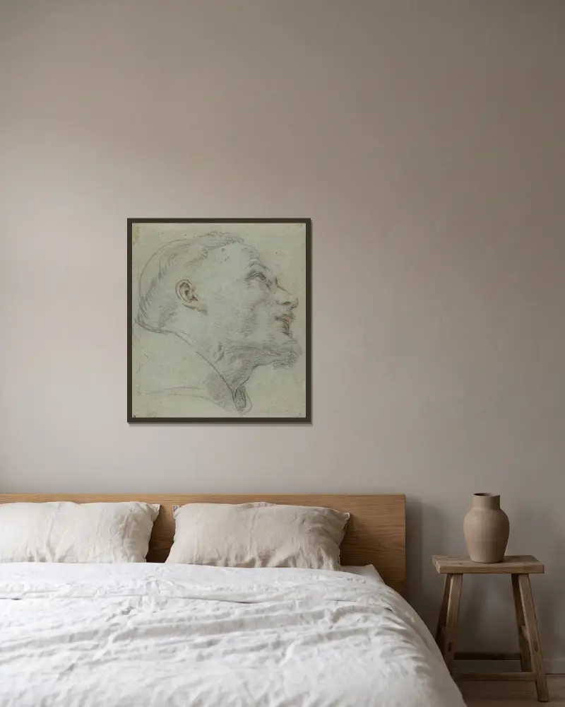 Sankt Franciskus huvud av Guido Reni inramad på en vägg
