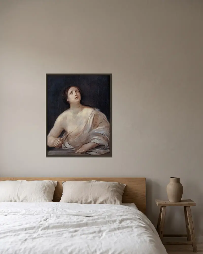 Lucretia av Guido Reni inramad på en vägg