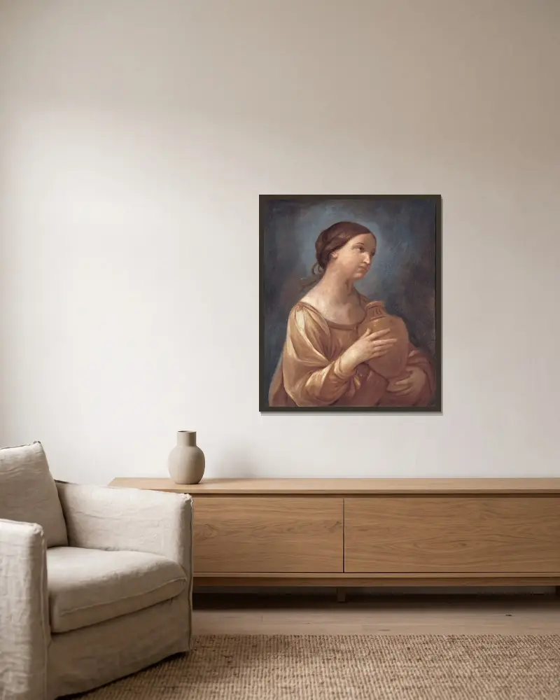 Magdalena med salvburken av Guido Reni inramad på en vägg