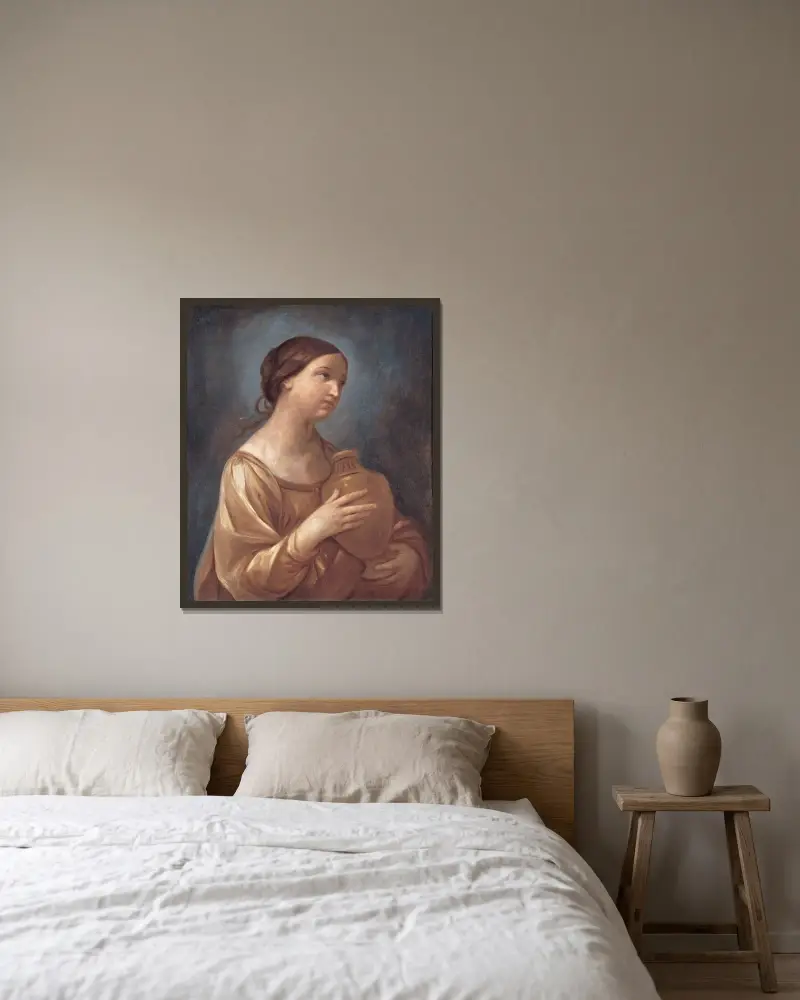 Magdalena med salvburken av Guido Reni inramad på en vägg