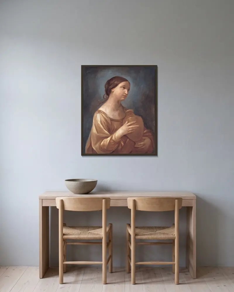 Magdalena med salvburken av Guido Reni inramad på en vägg