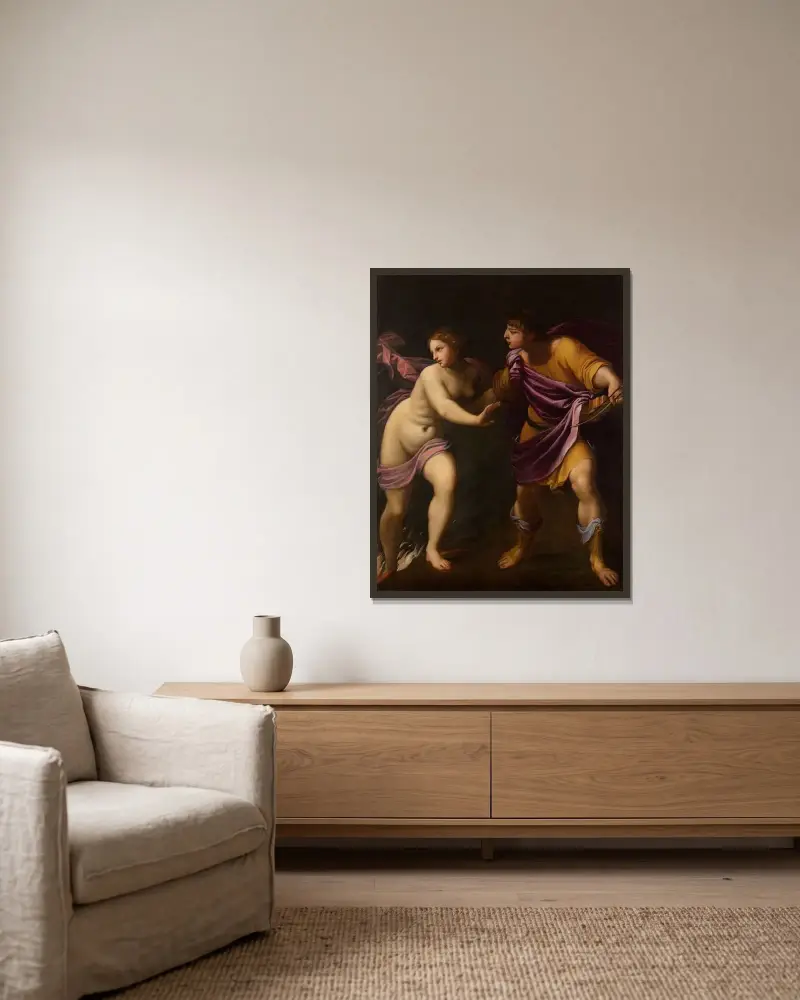 Orfeus och Eurydike av Guido Reni inramad på en vägg