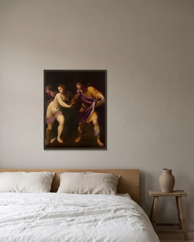 Orfeus och Eurydike av Guido Reni inramad på en vägg
