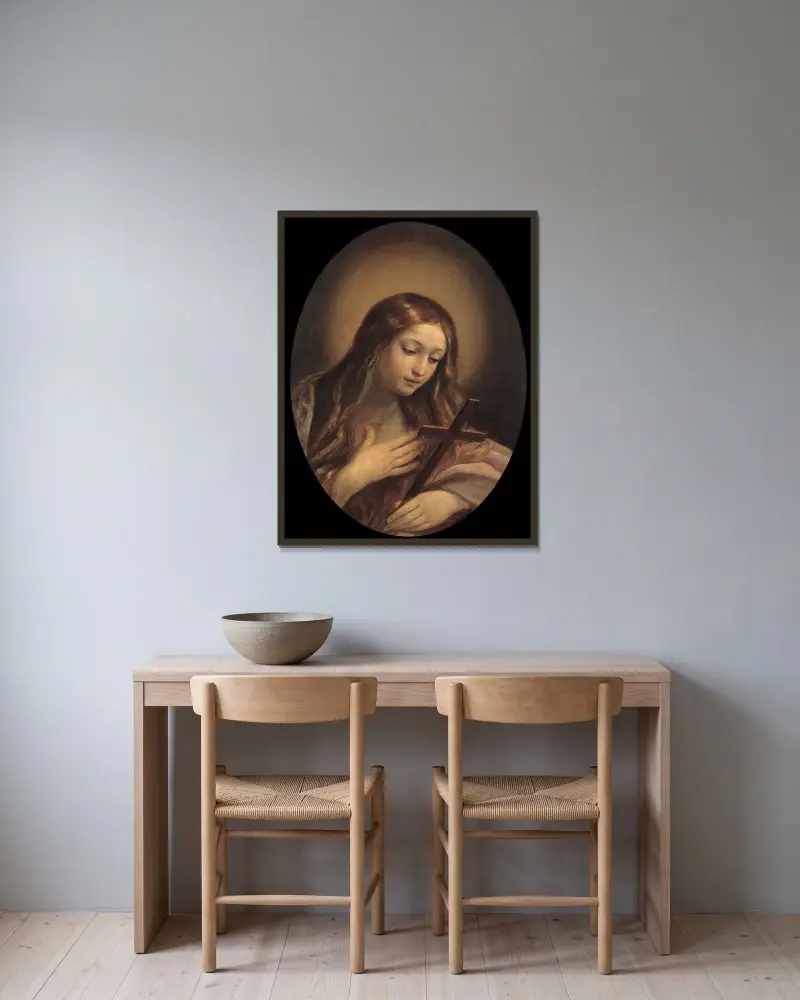 Botfärdiga Magdalena av Guido Reni inramad på en vägg
