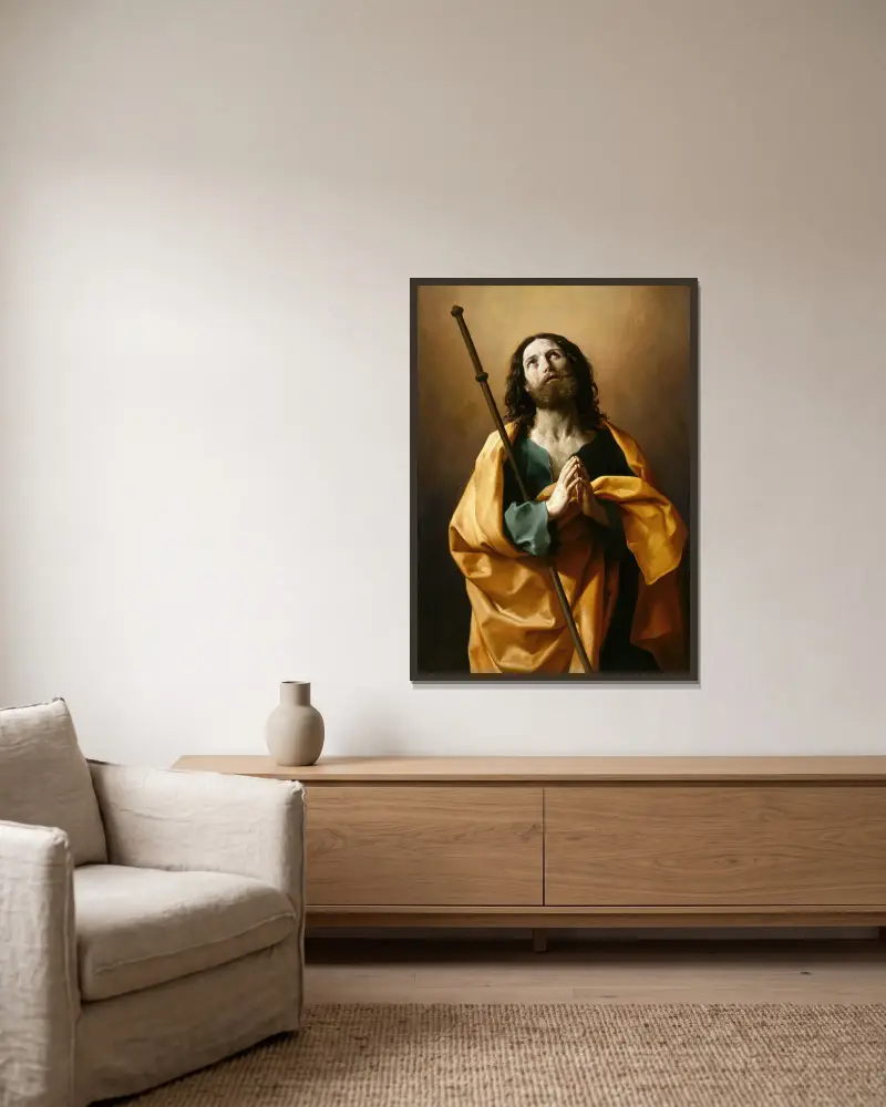 Saint James the Greater av Guido Reni inramad på en vägg
