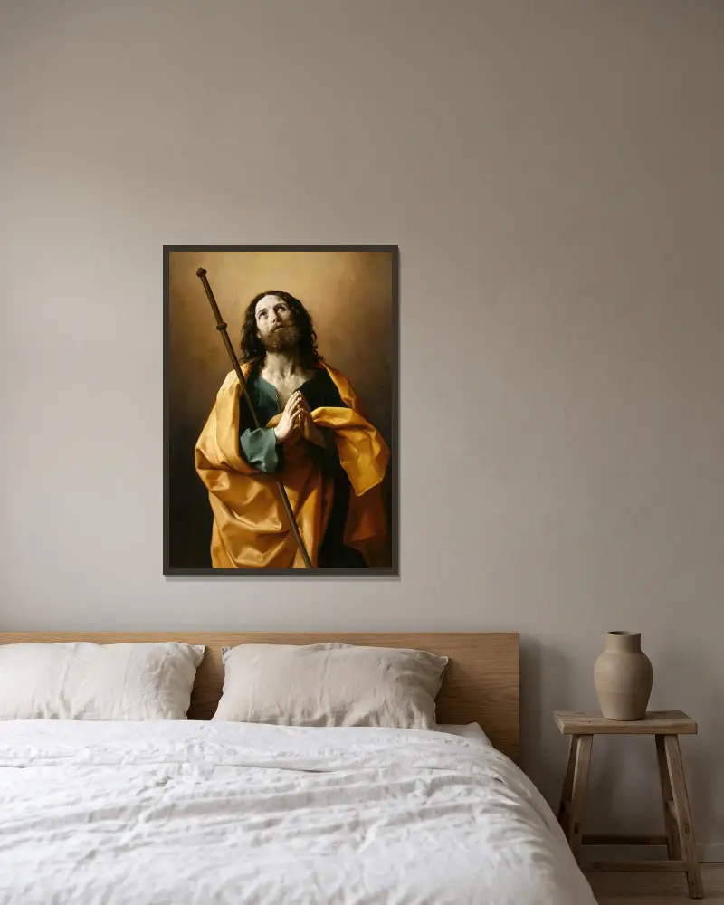 Saint James the Greater av Guido Reni inramad på en vägg
