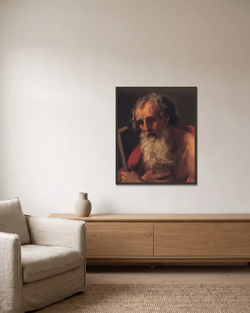 Sankt Hieronymus av Guido Reni inramad på en vägg