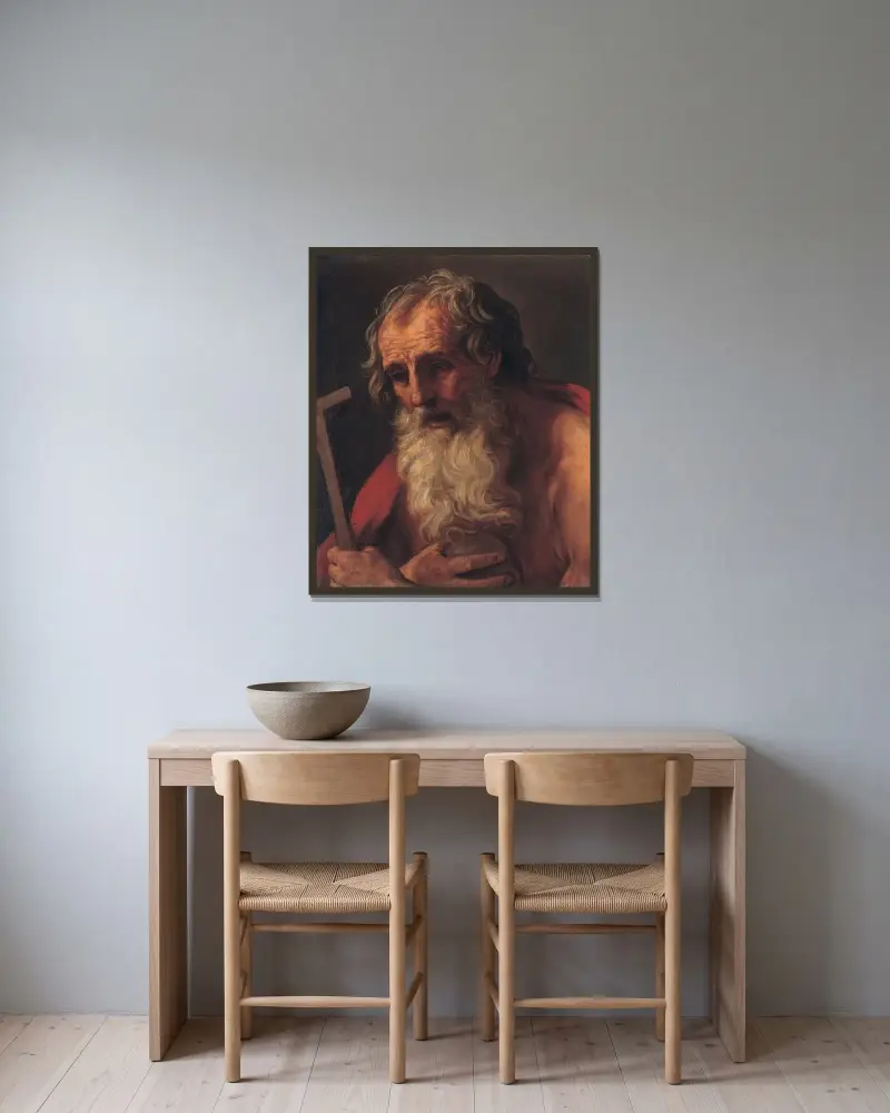 Sankt Hieronymus av Guido Reni inramad på en vägg