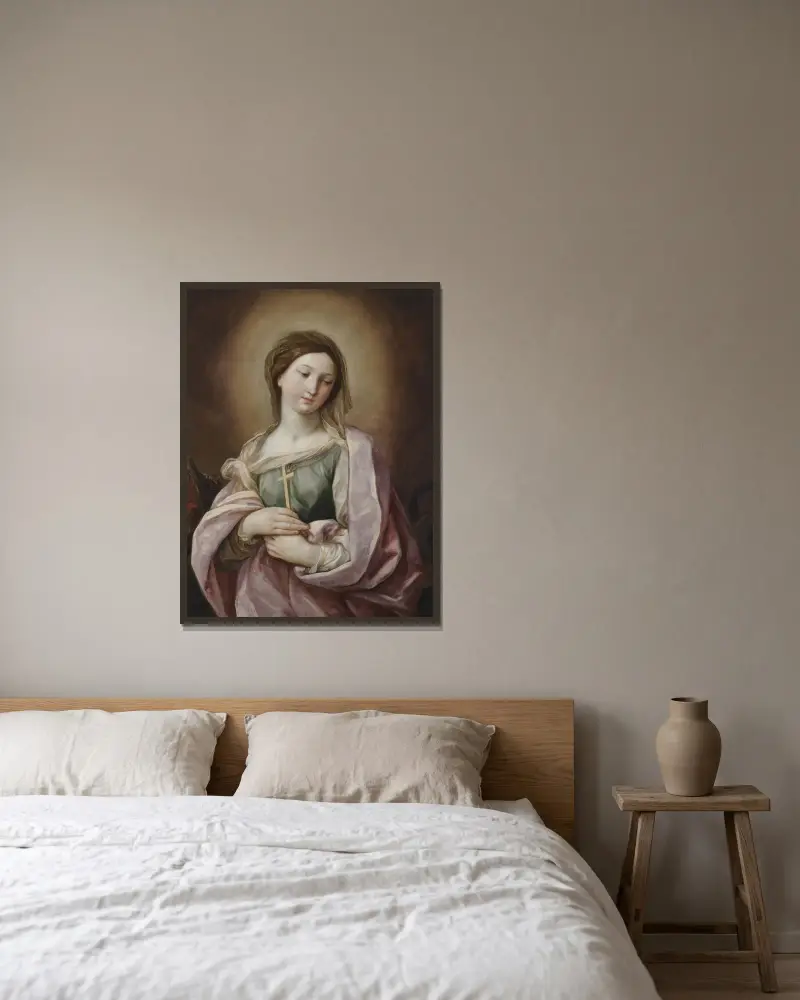 Saint Margaret Of Antioch av Guido Reni inramad på en vägg