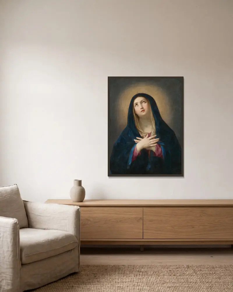 The Madonna in prayer av Guido Reni inramad på en vägg