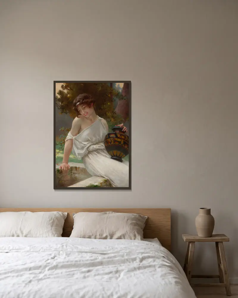 A la fontaine – nr 1 av Guillaume Seignac inramad på en vägg