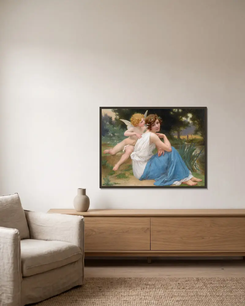 Amor und Psyche von Guillaume Seignac gerahmt an einer Wand
