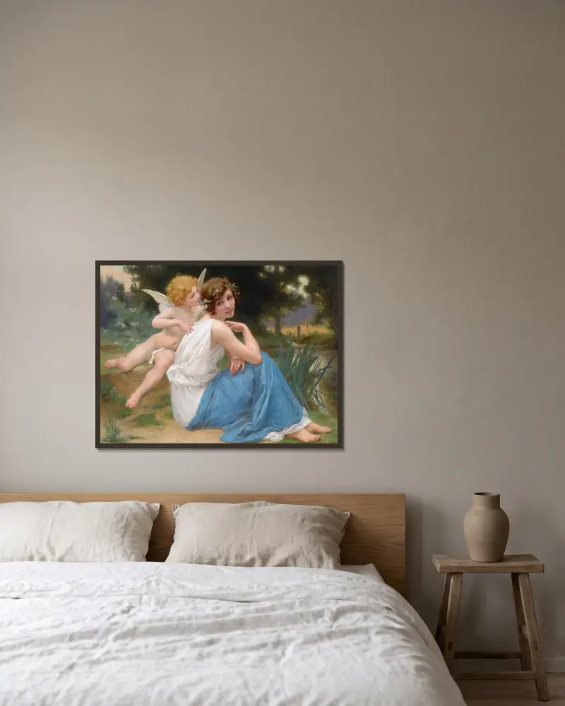 Amor und Psyche von Guillaume Seignac gerahmt an einer Wand