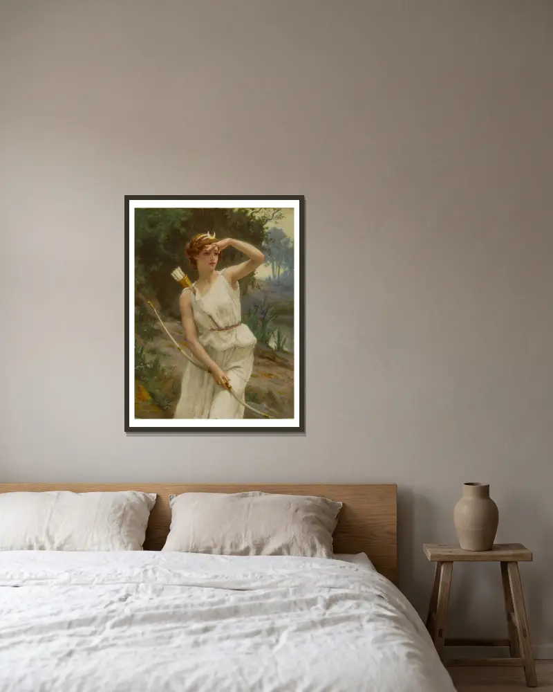 Diana the Huntress – nr 2 av Guillaume Seignac inramad på en vägg